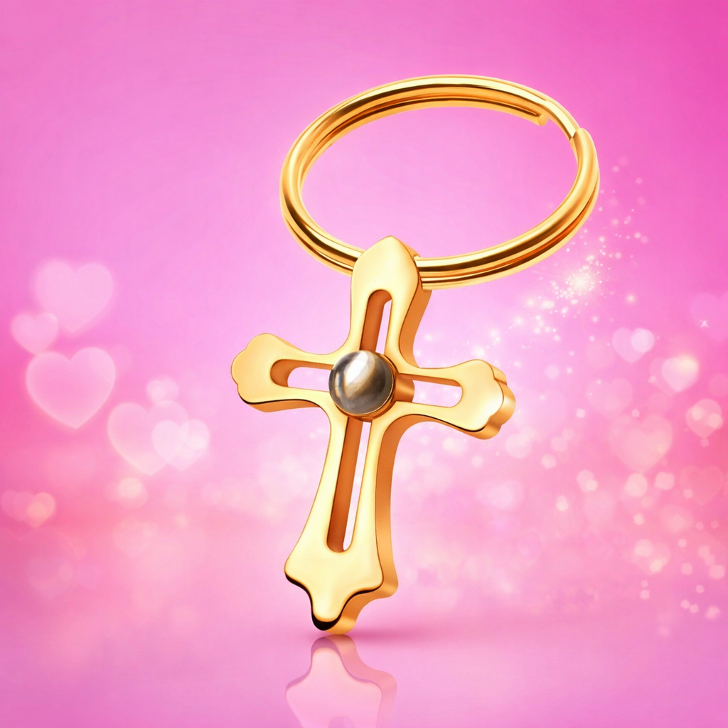 ✝️✨ Cross Projection Photo Keychain