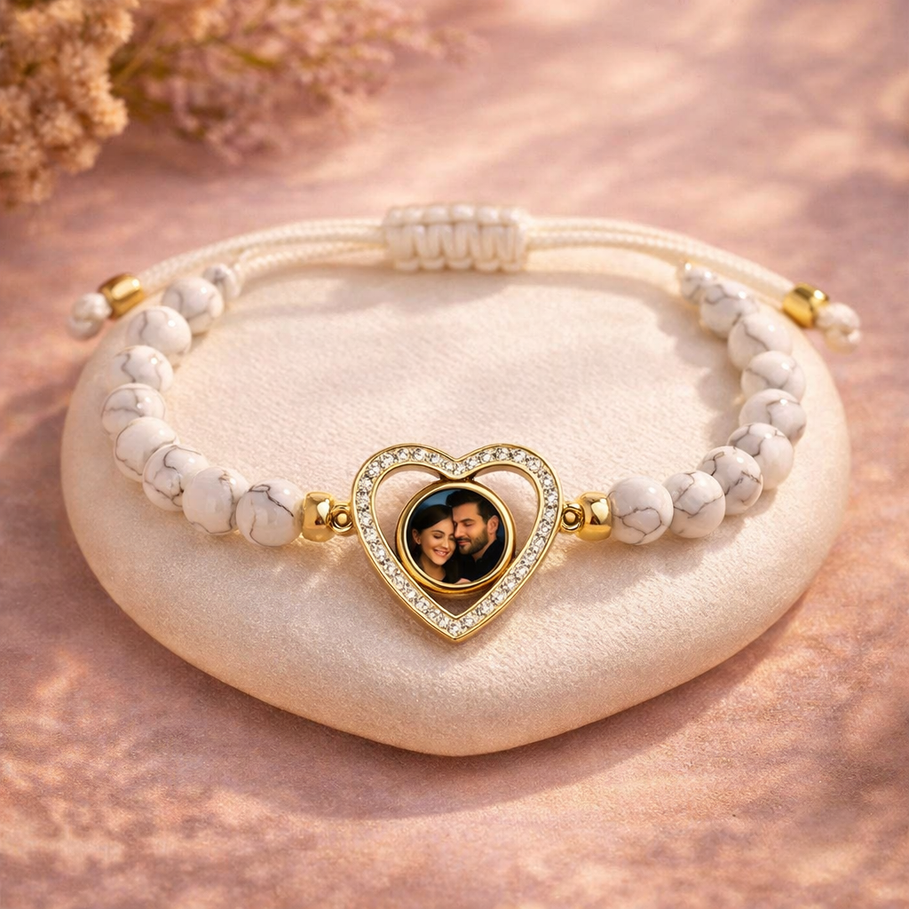 🖤 Couple Photo Heart Bead Bracelet 🖤