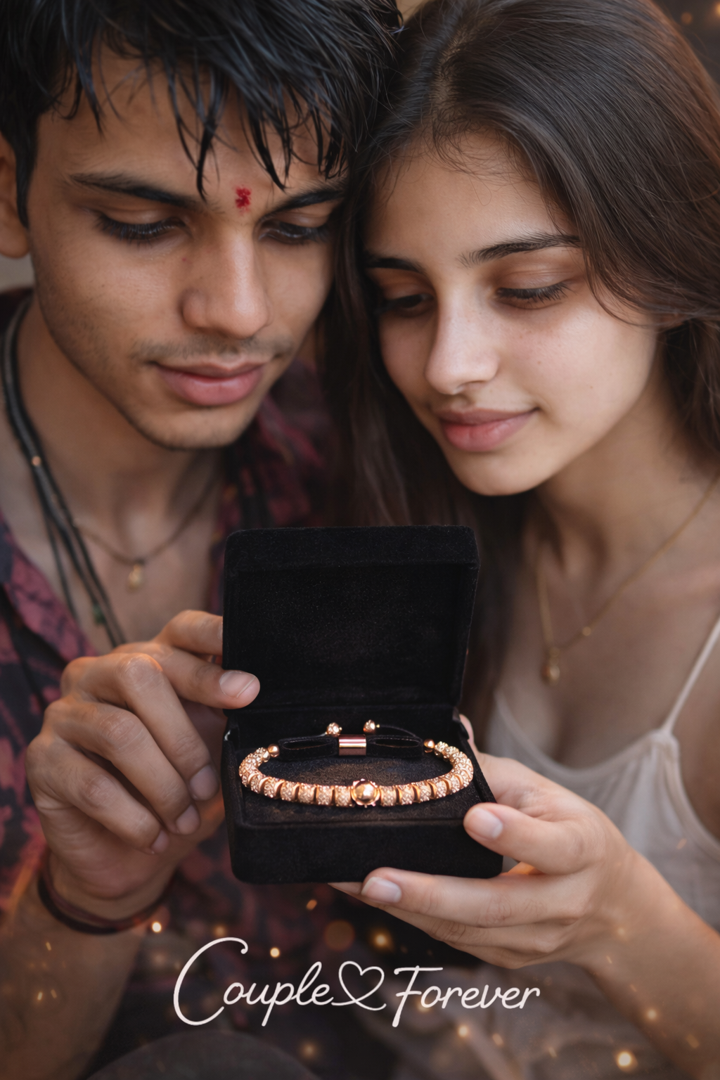 👑 Luxury Gold Bead Photo Projection Bracelet 👑 on model