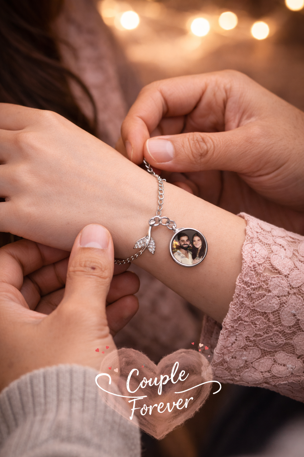 🌹 Rose Design Photo Projection Bracelet 🌹 on model